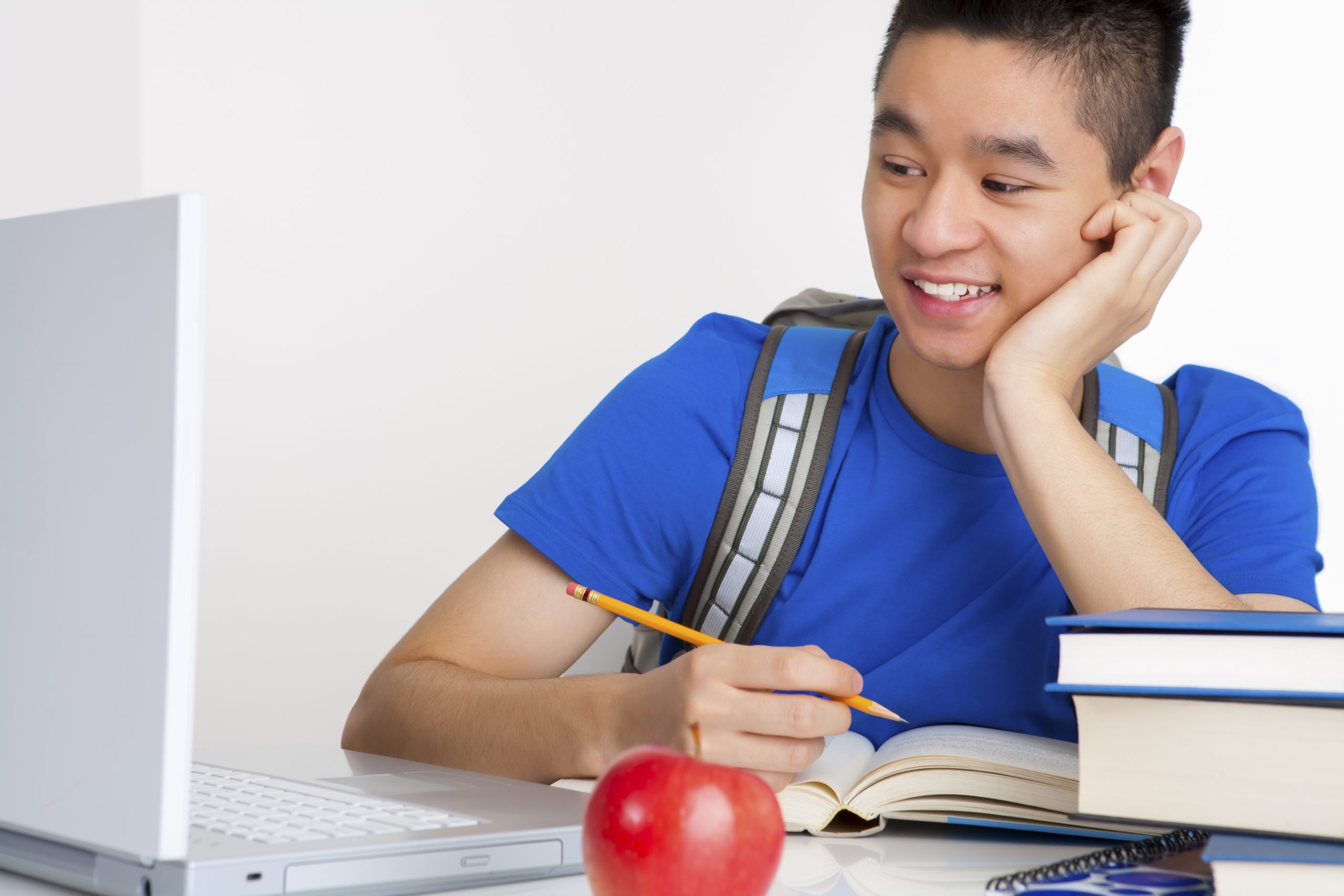 male student on laptop