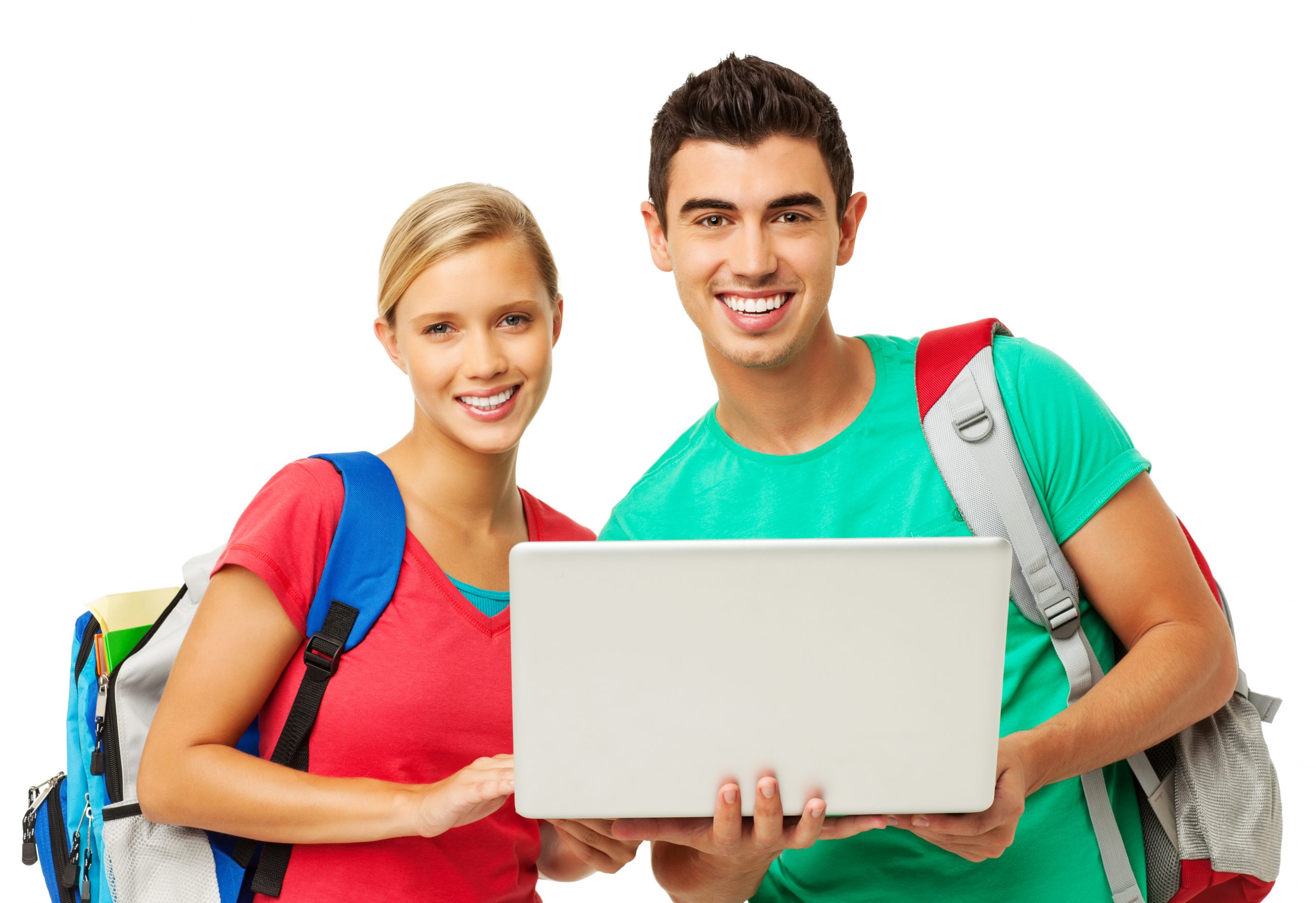 students holding laptop